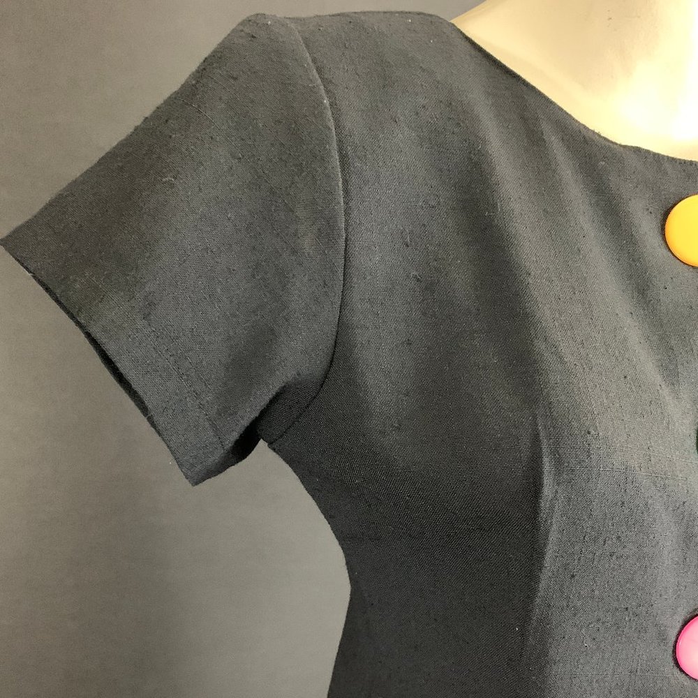 80s David Mitchell Colorful Big Button Sheath Dress - Picture 10 of 15